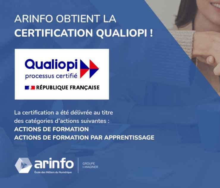 Arinfo est #heureux et #fiers de vous annoncer l’obtention de sa certification Qualiopi !