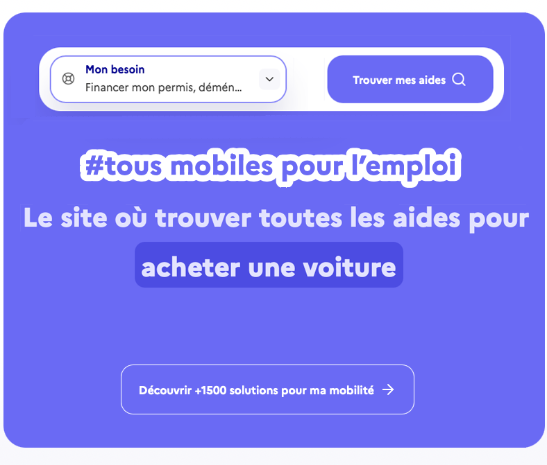 Aides à la mobilité disponibles sur un territoire